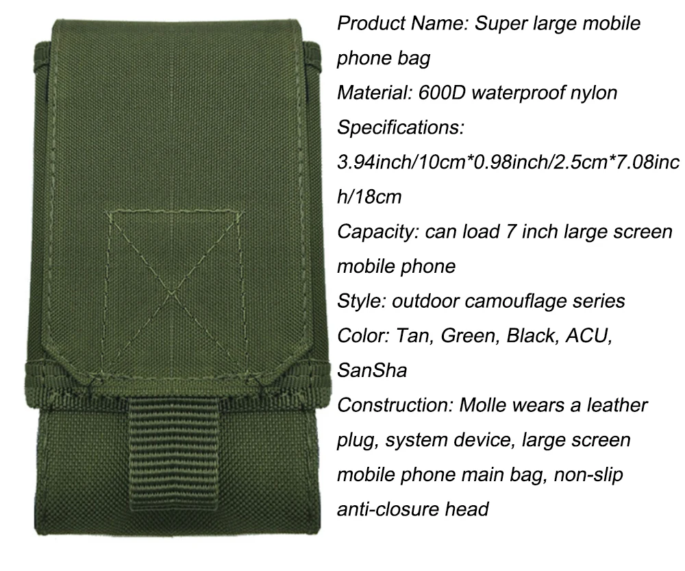 Outdoor 7inch Phone Bag Tactical Phone Holder Sport Waist Belt Case Waterproof Nylon EDC Sport Hunting Camo Bags in Backpack