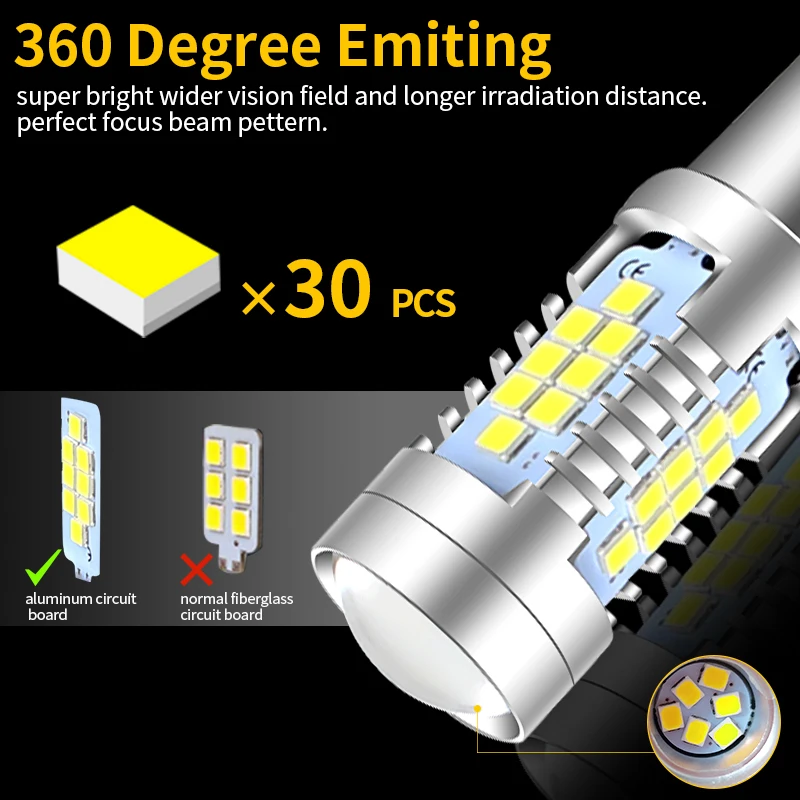 2pcs LED Daytime Running Light DRL Bulb Lamp Canbus No Error P21/5W 1157 BAY15D For Peugeot 408 308 3008 RCZ