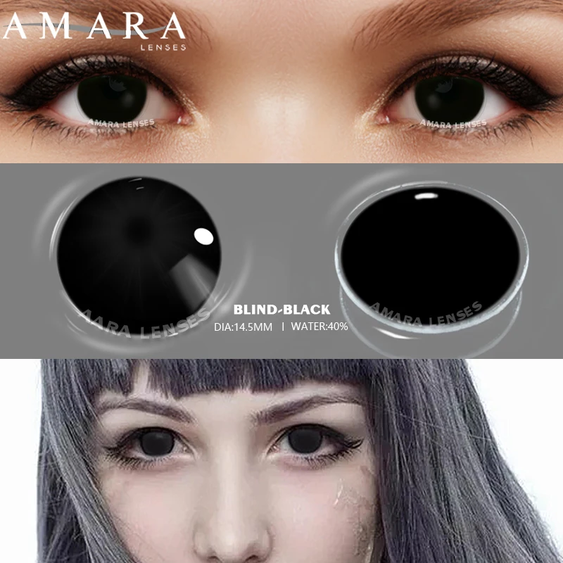 AMARA Cosplay Color Contact Lenses for Eyes Anime Eye Lens 1Pair White Black Lenses Contact Lenses Cosmetic Color Lens Eyes