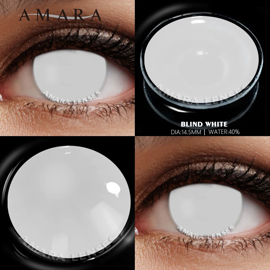 AMARA Cosplay Color Contact Lenses for Eyes Anime Eye Lens 1Pair White Black Lenses Contact Lenses Cosmetic Color Lens Eyes