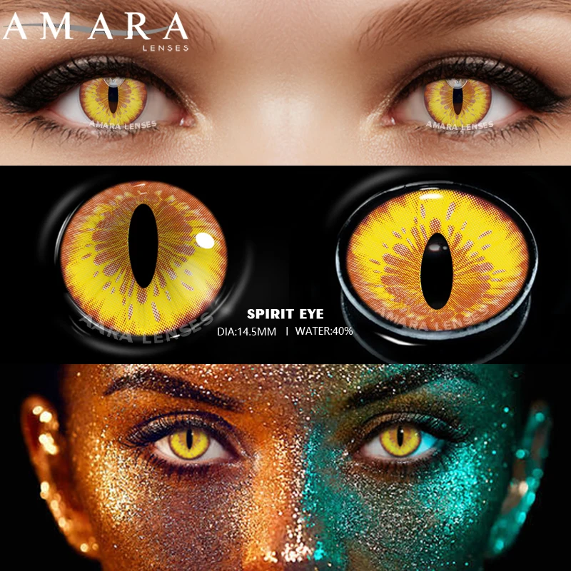 AMARA Cosplay Color Contact Lenses for Eyes Anime Eye Lens 1Pair White Black Lenses Contact Lenses Cosmetic Color Lens Eyes