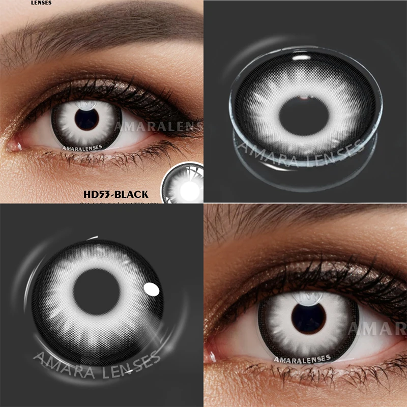 AMARA Cosplay Color Contact Lenses for Eyes Anime Eye Lens 1Pair White Black Lenses Contact Lenses Cosmetic Color Lens Eyes