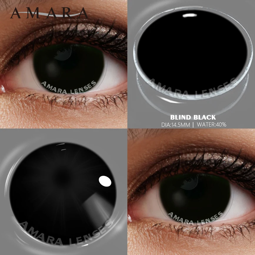 AMARA Cosplay Color Contact Lenses for Eyes Anime Eye Lens 1Pair White Black Lenses Contact Lenses Cosmetic Color Lens Eyes
