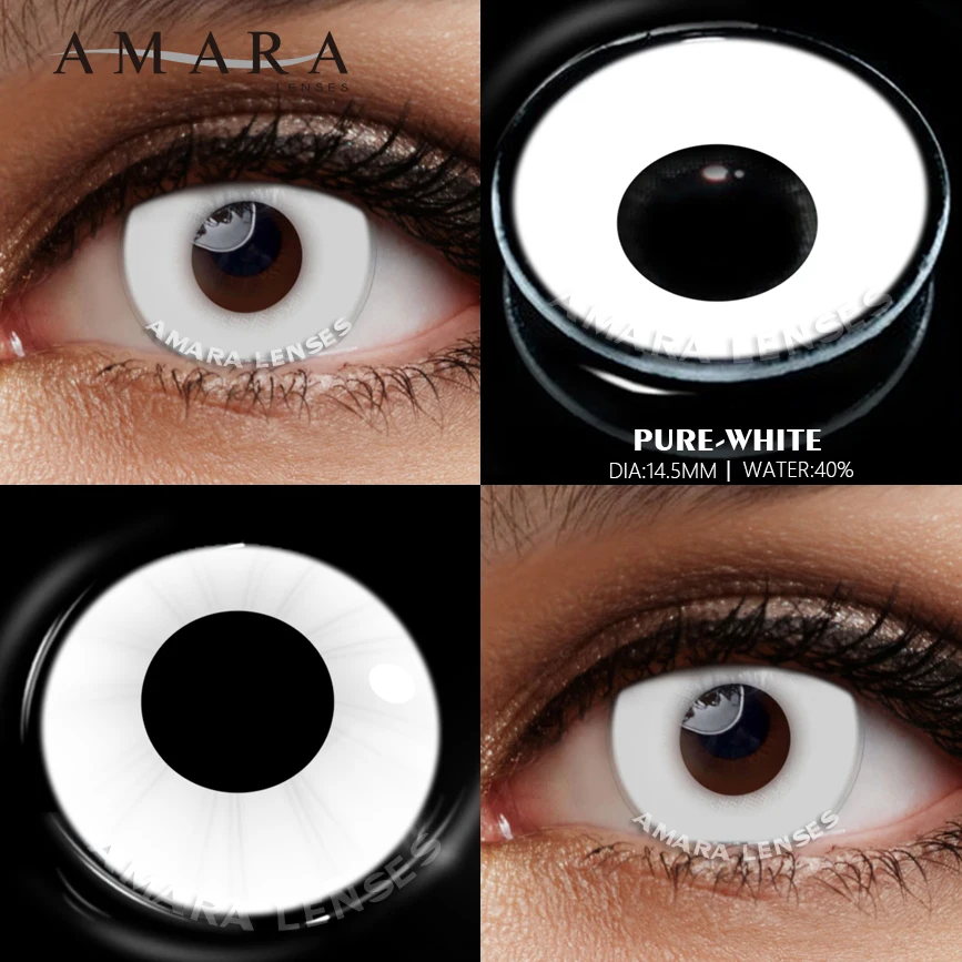 AMARA Cosplay Color Contact Lenses for Eyes Anime Eye Lens 1Pair White Black Lenses Contact Lenses Cosmetic Color Lens Eyes