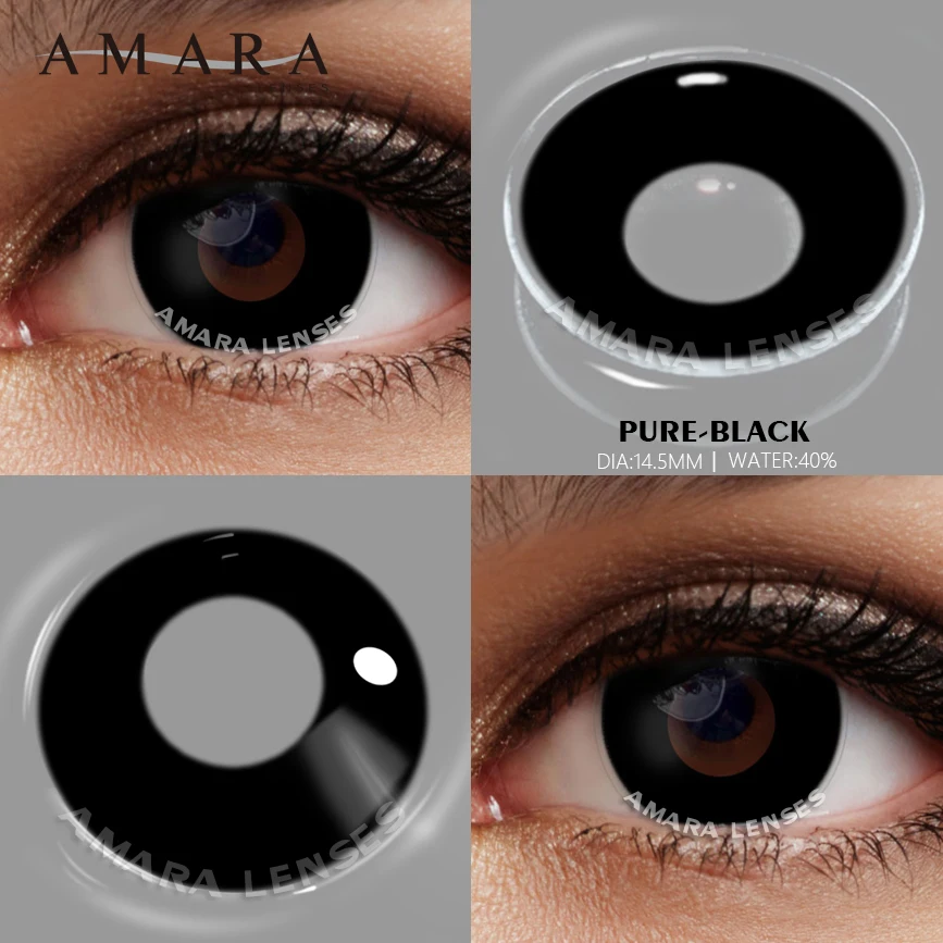 AMARA Cosplay Color Contact Lenses for Eyes Anime Eye Lens 1Pair White Black Lenses Contact Lenses Cosmetic Color Lens Eyes
