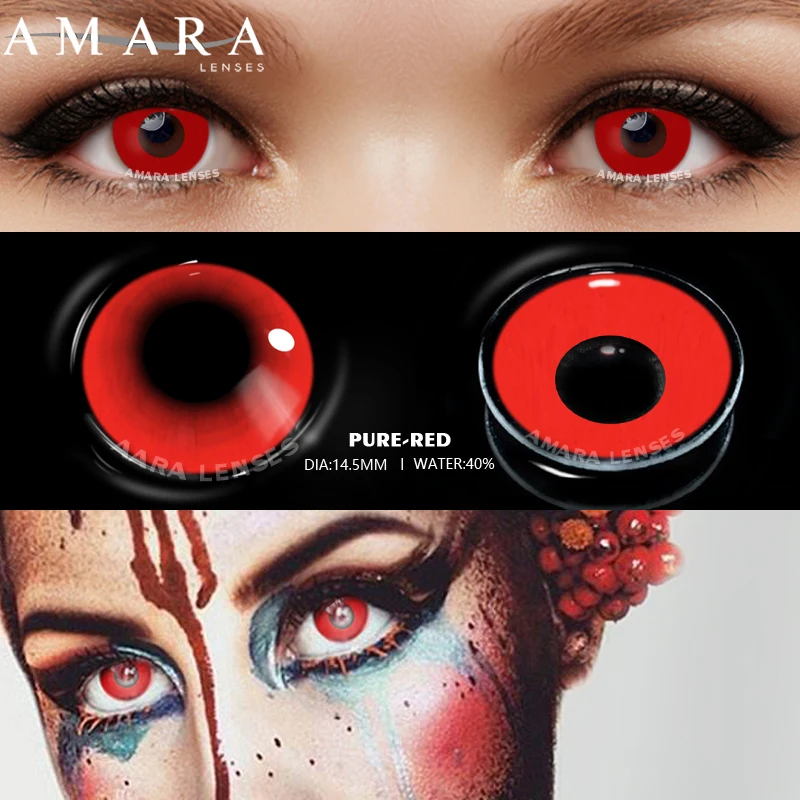 AMARA Cosplay Color Contact Lenses for Eyes Anime Eye Lens 1Pair White Black Lenses Contact Lenses Cosmetic Color Lens Eyes
