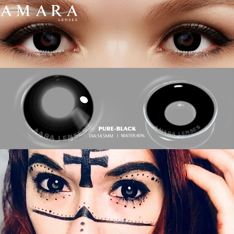 AMARA Cosplay Color Contact Lenses for Eyes Anime Eye Lens 1Pair White Black Lenses Contact Lenses Cosmetic Color Lens Eyes