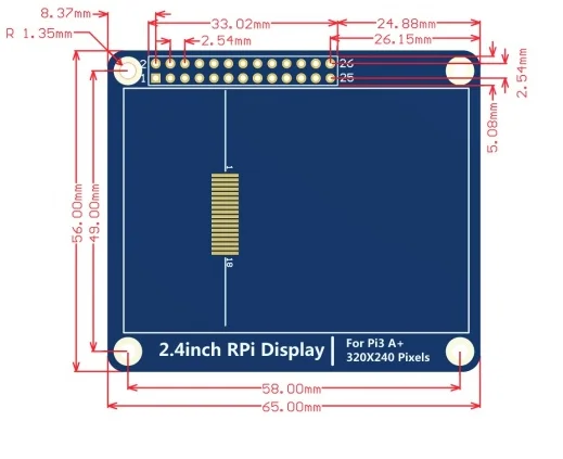 2.4 Inch Raspberry Pi Touch Screen SPI Interface TFT LCD 320×240 Pixel Display LED Backlight for Raspberry Pi 4B 3B+ Zero 2 W