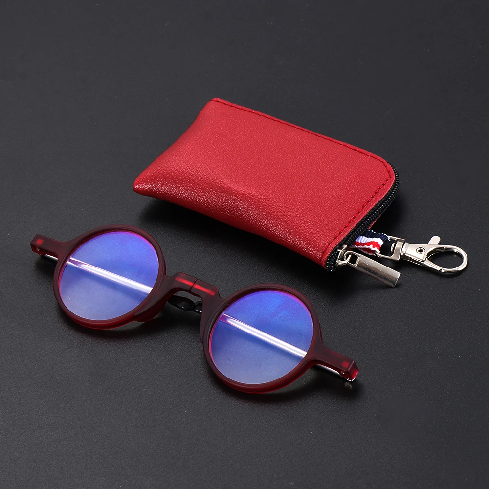 Portable Folding Anti Blue Light Reading Glasses With Case Women Men Round Presbyopia Eyeglasses Design Hyperopia Eyewear