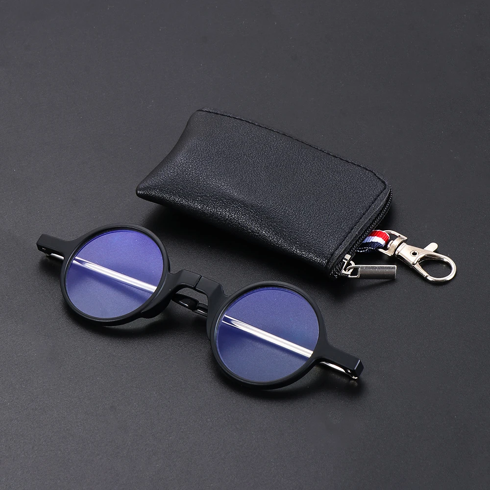 Portable Folding Anti Blue Light Reading Glasses With Case Women Men Round Presbyopia Eyeglasses Design Hyperopia Eyewear