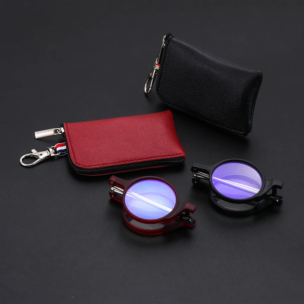 Portable Folding Anti Blue Light Reading Glasses With Case Women Men Round Presbyopia Eyeglasses Design Hyperopia Eyewear
