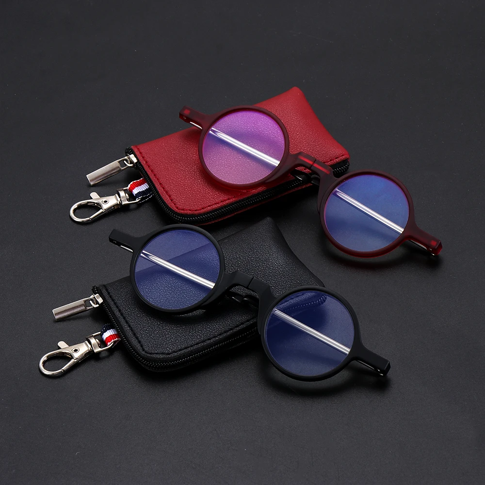 Portable Folding Anti Blue Light Reading Glasses With Case Women Men Round Presbyopia Eyeglasses Design Hyperopia Eyewear