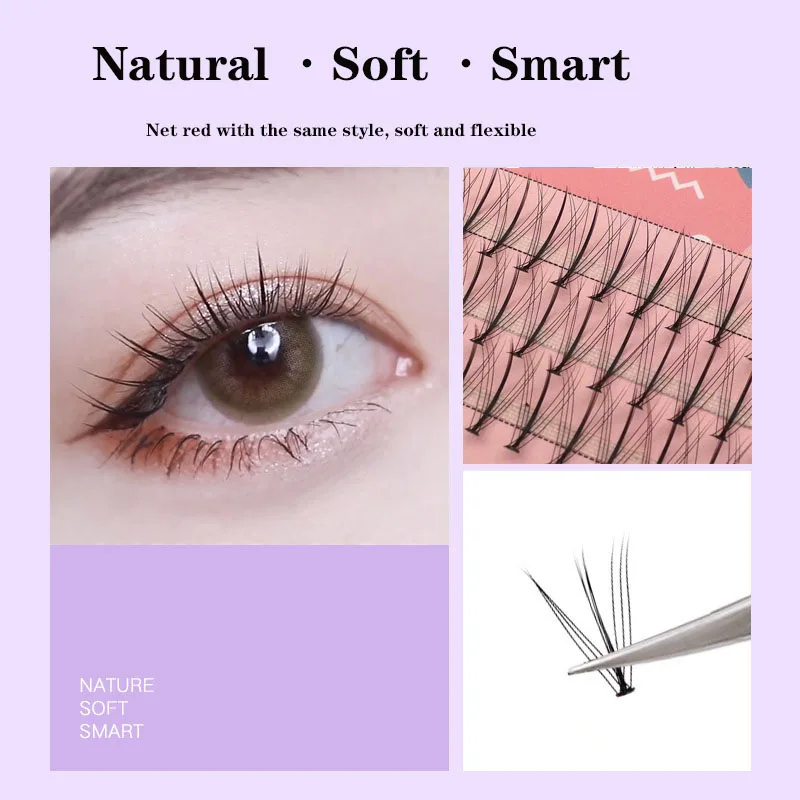 Anlinnet Professional Makeup 60 Clusters Personal Cluster Eyelash Single Tuft of M Sandwich Eyelash Grafting False Eyelashes