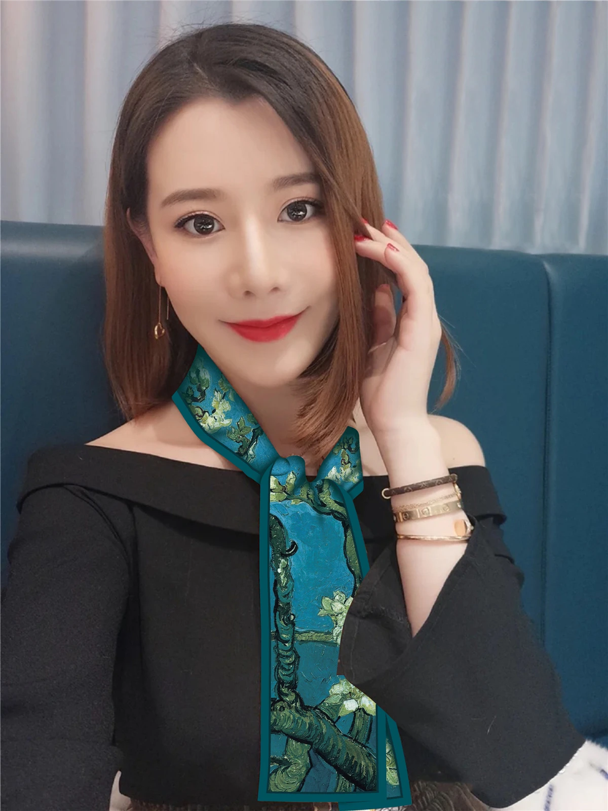 Van Gogh Oil Painting Scarf New Scarf Women Bag Hair Skinny Silk Scarves Designgn Foulard Neckerchief Headband For Ladies