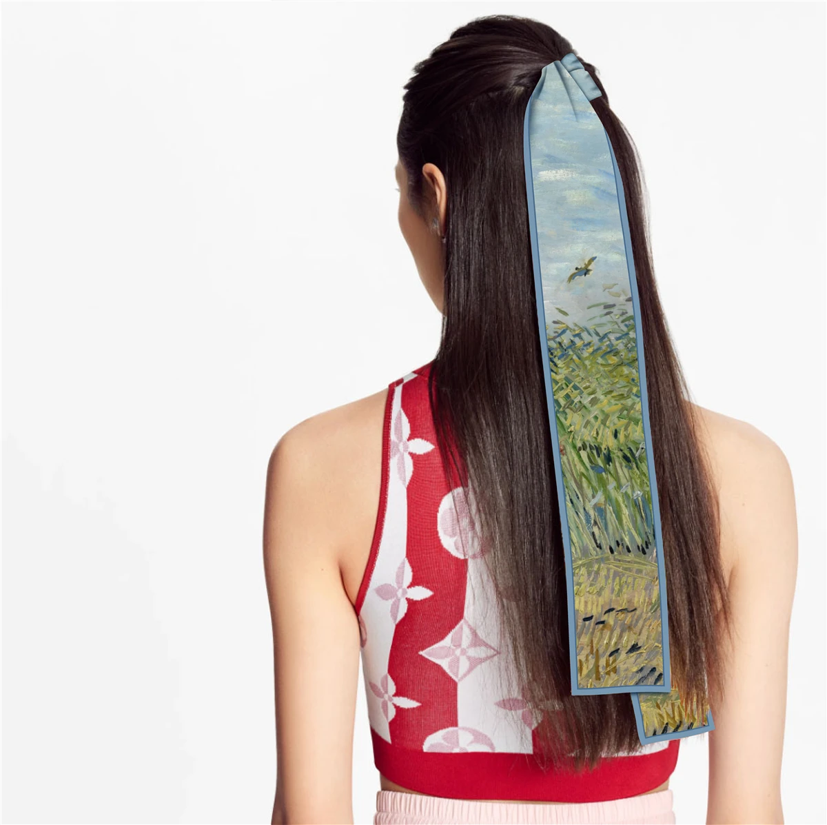 Van Gogh Oil Painting Scarf New Scarf Women Bag Hair Skinny Silk Scarves Designgn Foulard Neckerchief Headband For Ladies