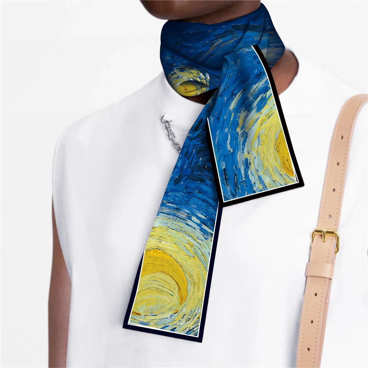 Van Gogh Oil Painting Scarf New Scarf Women Bag Hair Skinny Silk Scarves Designgn Foulard Neckerchief Headband For Ladies