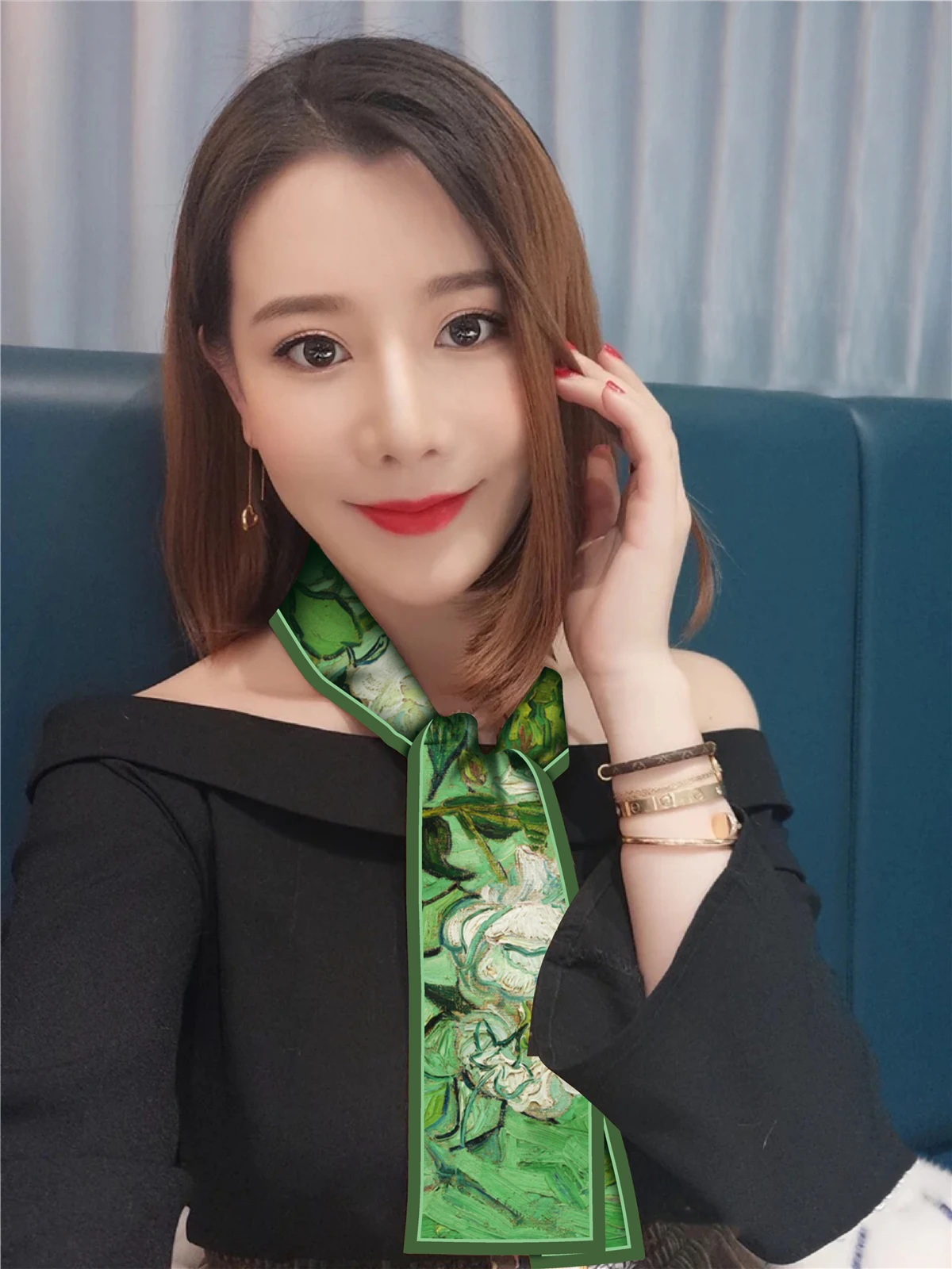 Van Gogh Oil Painting Scarf New Scarf Women Bag Hair Skinny Silk Scarves Designgn Foulard Neckerchief Headband For Ladies