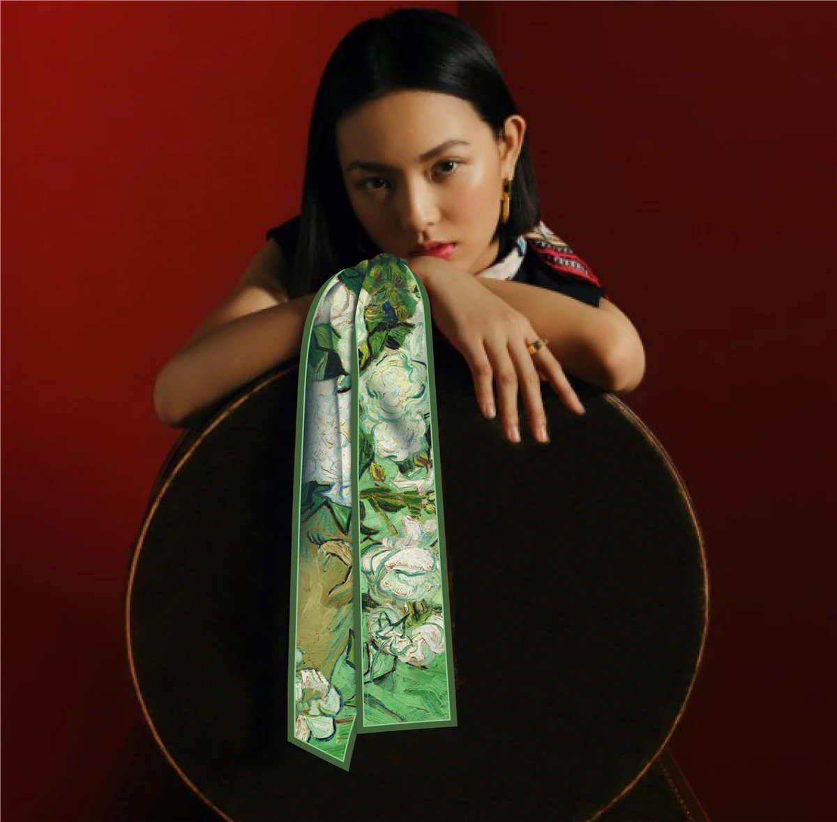Van Gogh Oil Painting Scarf New Scarf Women Bag Hair Skinny Silk Scarves Designgn Foulard Neckerchief Headband For Ladies