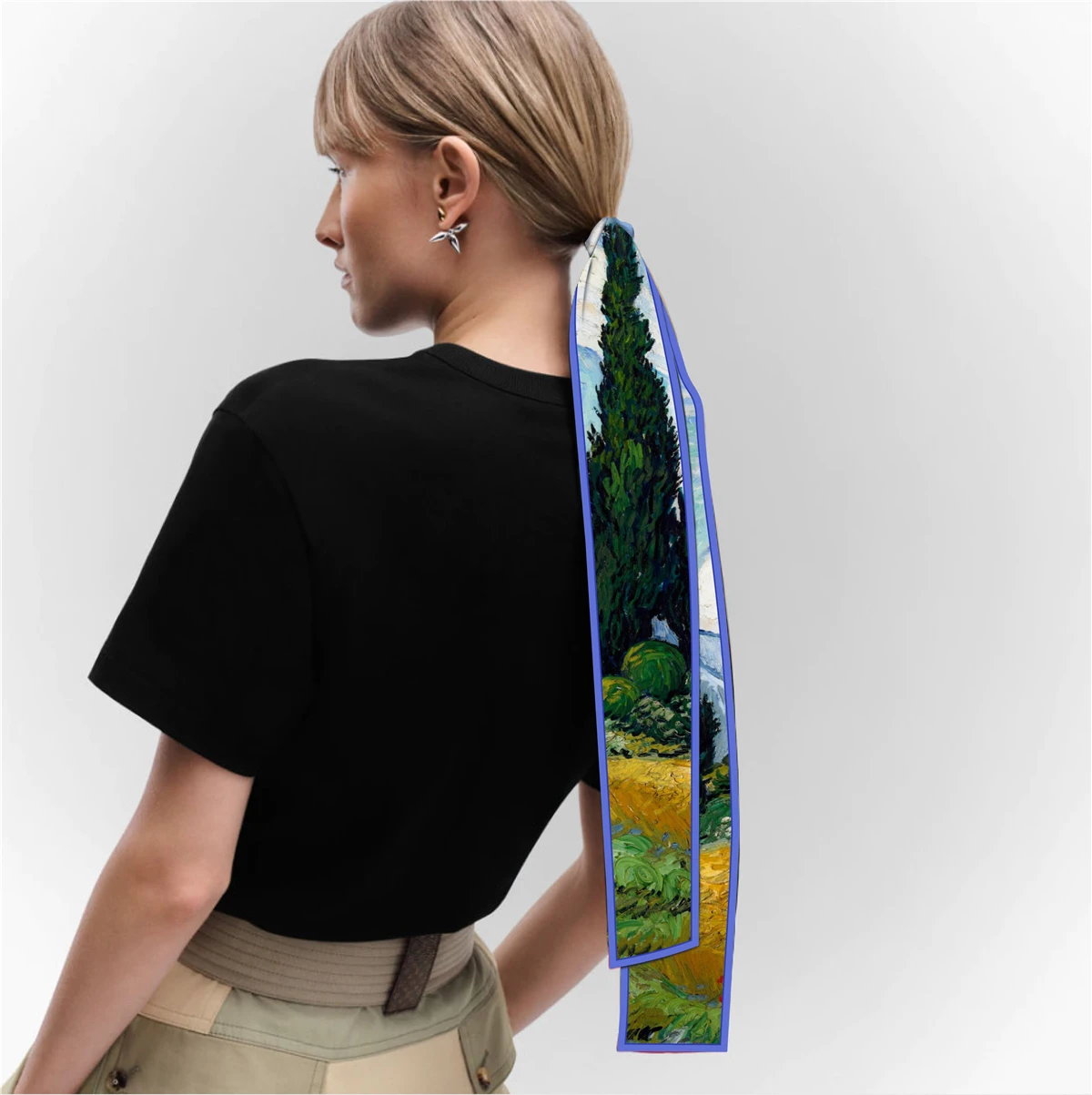 Van Gogh Oil Painting Scarf New Scarf Women Bag Hair Skinny Silk Scarves Designgn Foulard Neckerchief Headband For Ladies