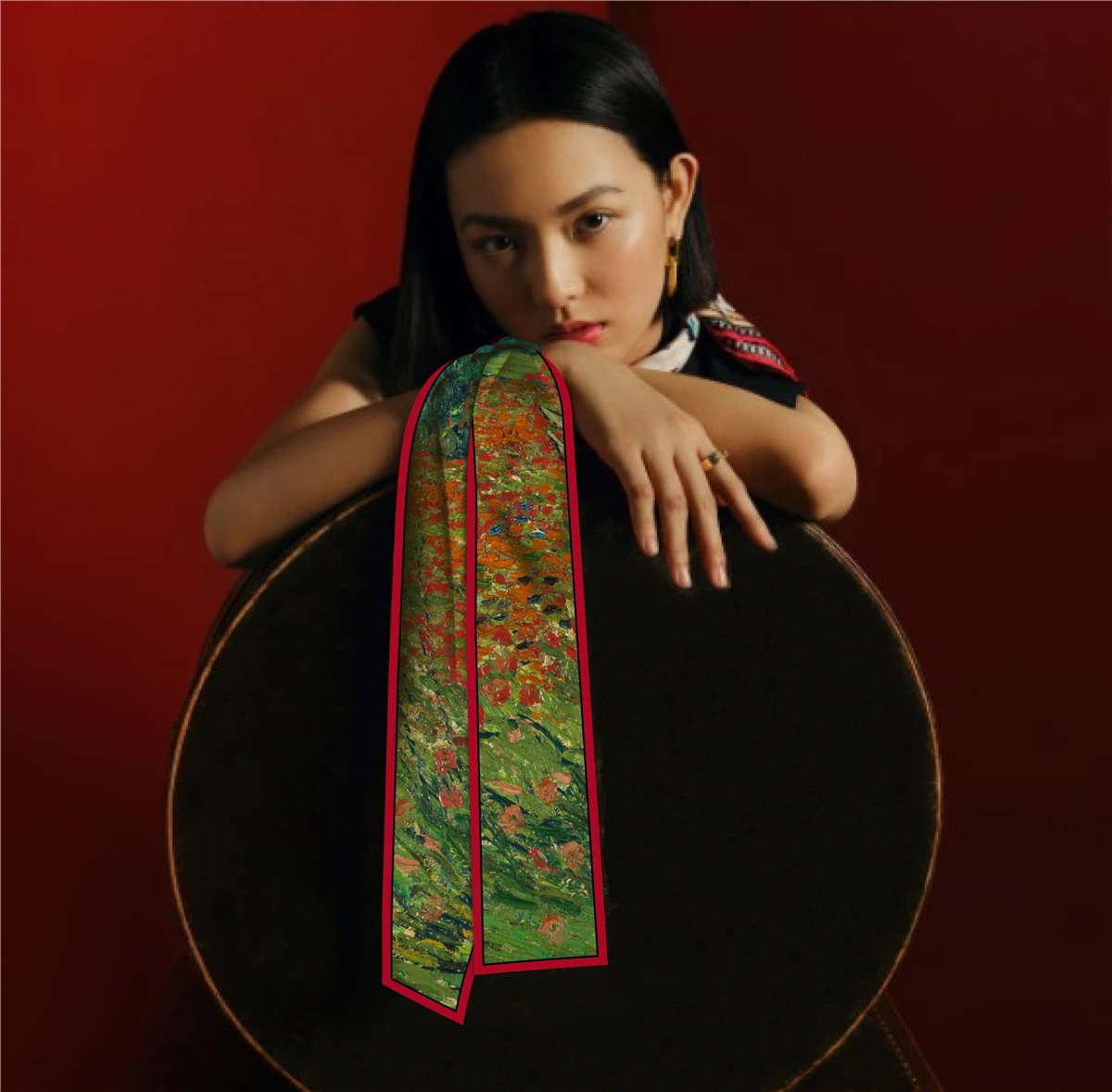 Van Gogh Oil Painting Scarf New Scarf Women Bag Hair Skinny Silk Scarves Designgn Foulard Neckerchief Headband For Ladies