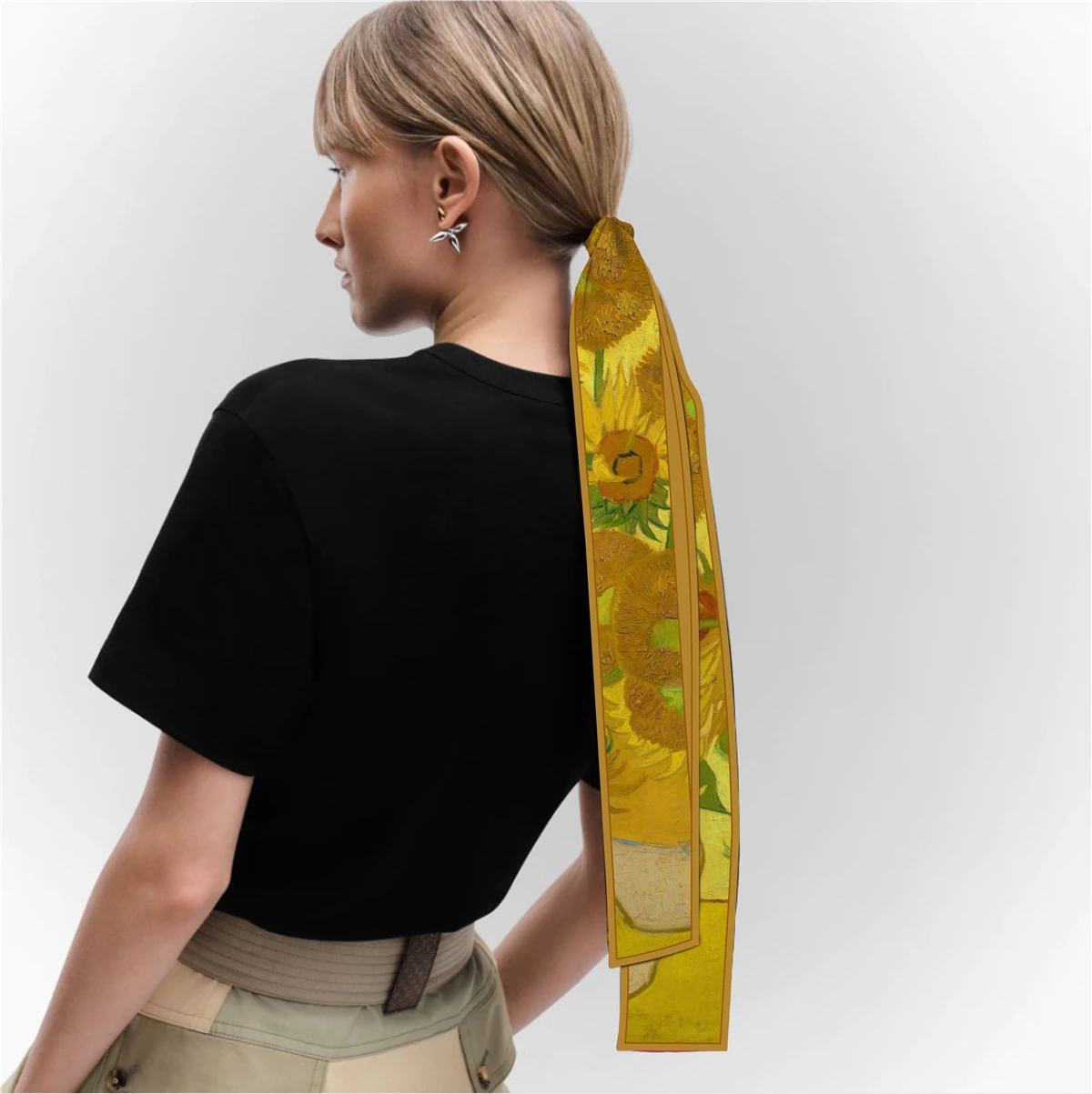 Van Gogh Oil Painting Scarf New Scarf Women Bag Hair Skinny Silk Scarves Designgn Foulard Neckerchief Headband For Ladies