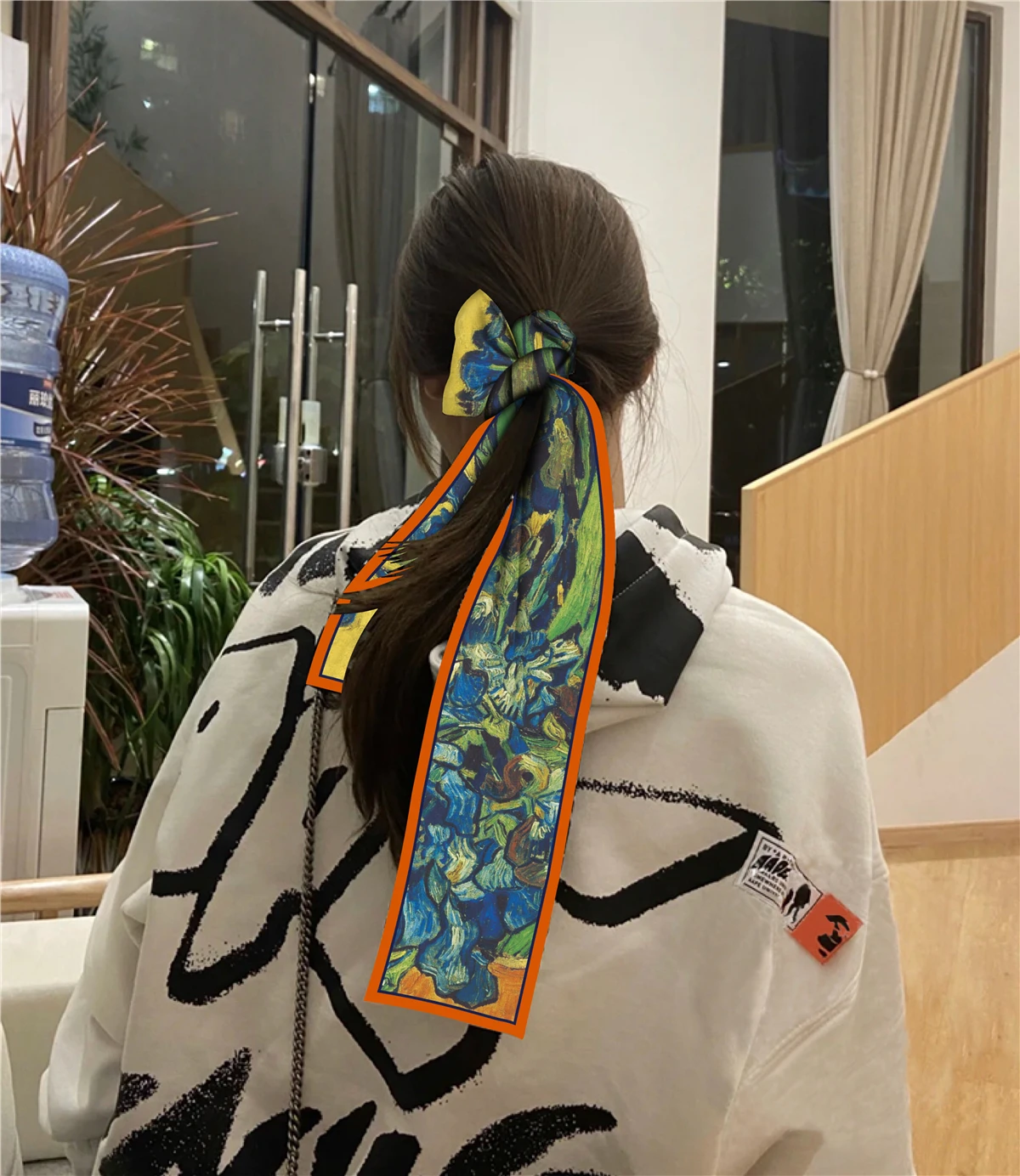 Van Gogh Oil Painting Scarf New Scarf Women Bag Hair Skinny Silk Scarves Designgn Foulard Neckerchief Headband For Ladies