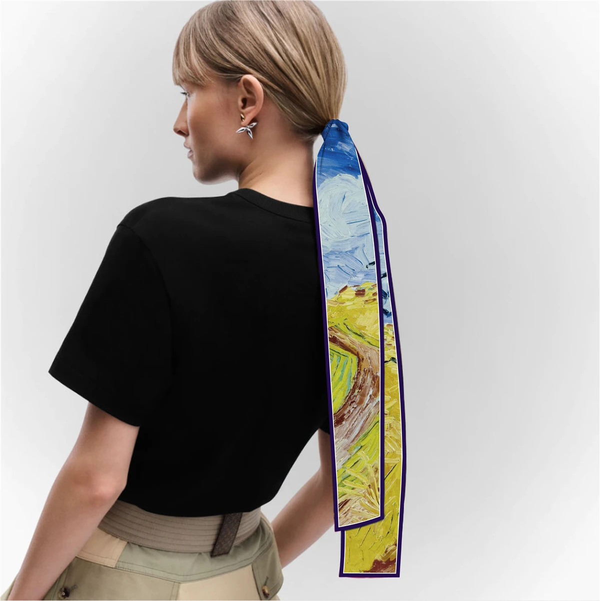 Van Gogh Oil Painting Scarf New Scarf Women Bag Hair Skinny Silk Scarves Designgn Foulard Neckerchief Headband For Ladies