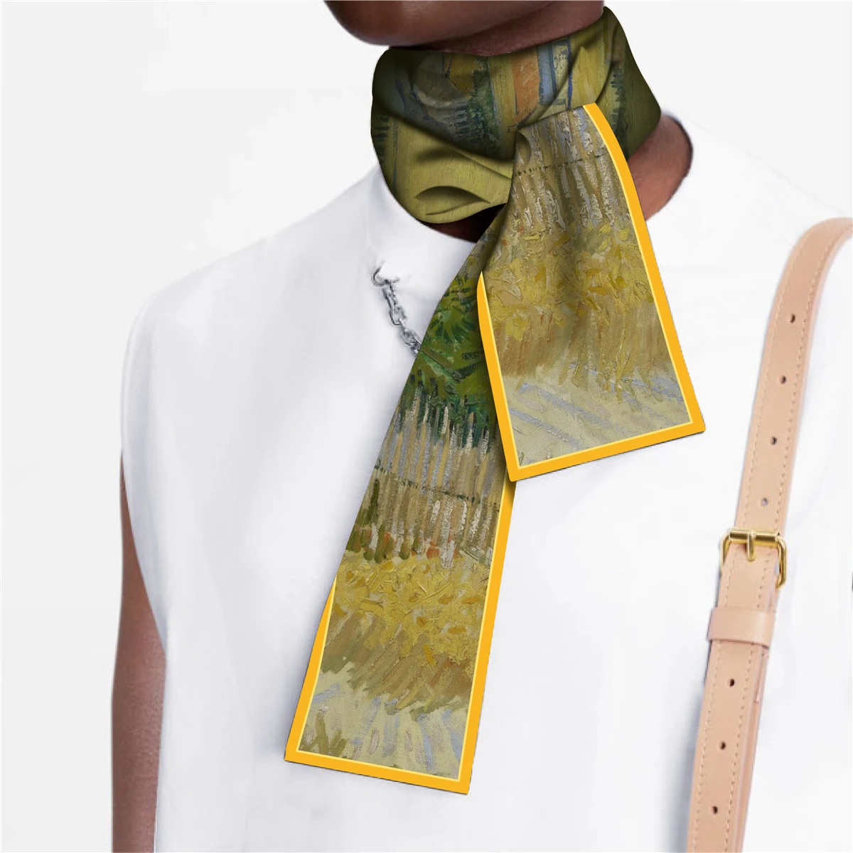 Van Gogh Oil Painting Scarf New Scarf Women Bag Hair Skinny Silk Scarves Designgn Foulard Neckerchief Headband For Ladies