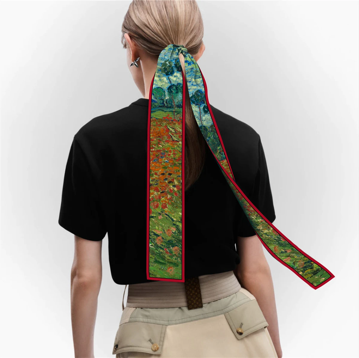 Van Gogh Oil Painting Scarf New Scarf Women Bag Hair Skinny Silk Scarves Designgn Foulard Neckerchief Headband For Ladies