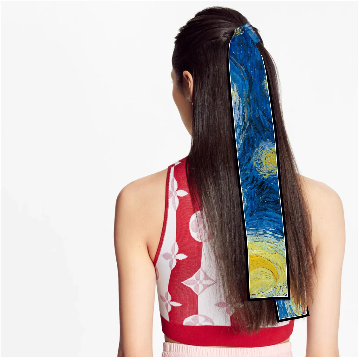 Van Gogh Oil Painting Scarf New Scarf Women Bag Hair Skinny Silk Scarves Designgn Foulard Neckerchief Headband For Ladies