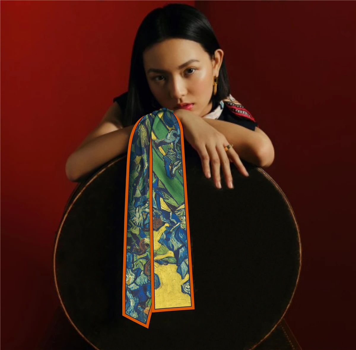 Van Gogh Oil Painting Scarf New Scarf Women Bag Hair Skinny Silk Scarves Designgn Foulard Neckerchief Headband For Ladies