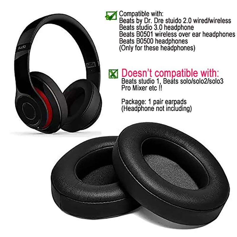 Studio 2/3 Pair Replacement Foam EarPads Earmuffs Ultra-soft Sponge Cushion For Beats Studio 2 3 Wired Wireless Headset Parts