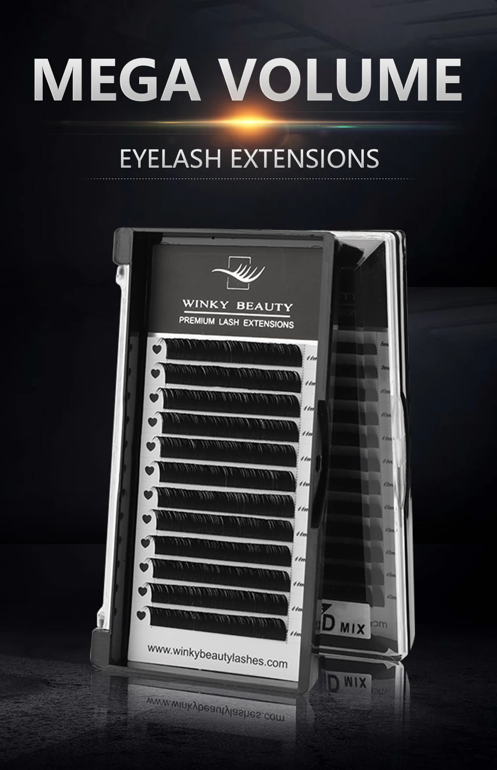10 Cases/Lot Winky Beauty 12 Rows Professional Individual Eyelashes Extension Russia Volume Eyelash Extension Supplies Materials