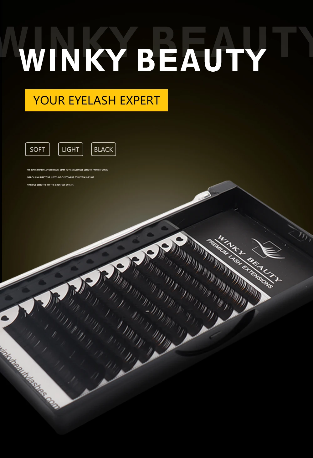 10 Cases/Lot Winky Beauty 12 Rows Professional Individual Eyelashes Extension Russia Volume Eyelash Extension Supplies Materials