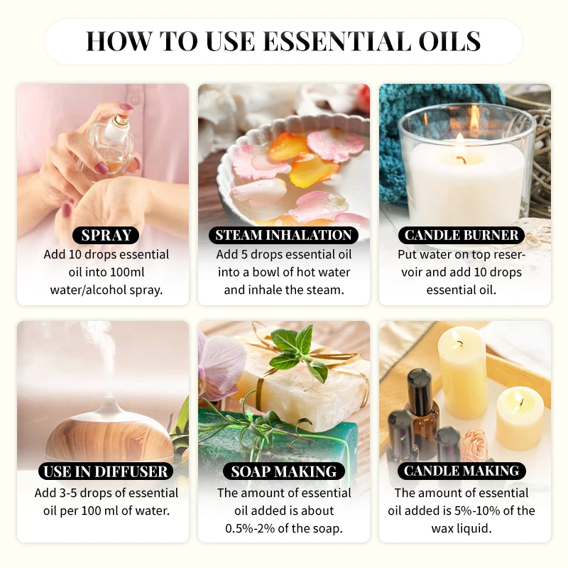EVOKE OCCU100ML Essential Oils, Lavender Vanilla Eucalyptus Jasmine Rose Mint Oil for Diffuser, Humidifier, Scented Candle, Soap