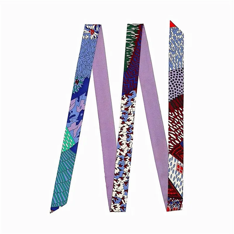 New Fashion Brand Scarf Women Hair Scarf Female Belt Design Skinny Bag Scarves For Ladies Silk Scarf Tie Bag Ribbons