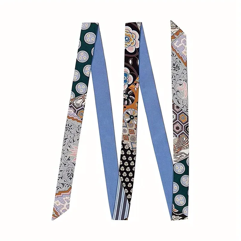 New Fashion Brand Scarf Women Hair Scarf Female Belt Design Skinny Bag Scarves For Ladies Silk Scarf Tie Bag Ribbons