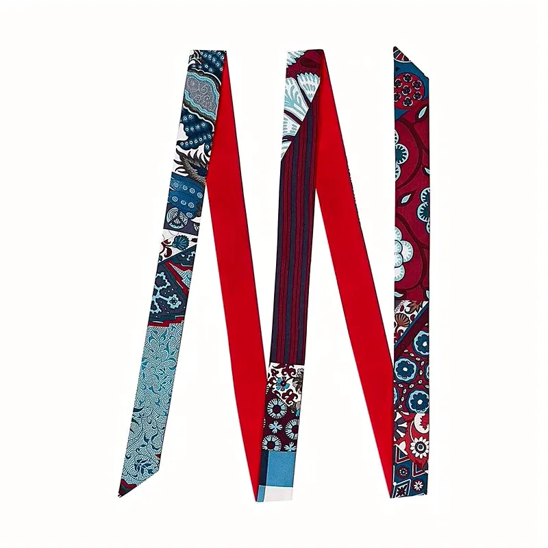 New Fashion Brand Scarf Women Hair Scarf Female Belt Design Skinny Bag Scarves For Ladies Silk Scarf Tie Bag Ribbons