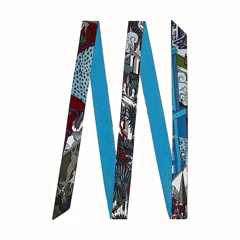 New Fashion Brand Scarf Women Hair Scarf Female Belt Design Skinny Bag Scarves For Ladies Silk Scarf Tie Bag Ribbons