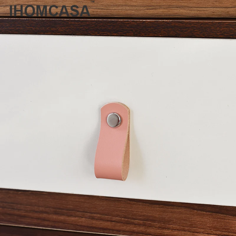 IHOMCASA Brass Furniture Cabinet Handle Drawer Door Knobs Kitchen Dresser Wardrobe Handle Cupboard Brown Leather Cabinet Pull