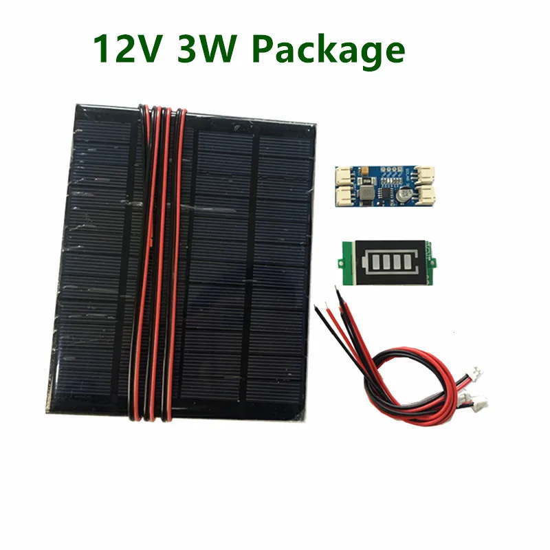 6V 3W 4.5W 6W 9V 4.2W 12V 2W Solar Panel /Solar Min Battery Charger /Battery Display DIY KIT PH 2.0 Cable
