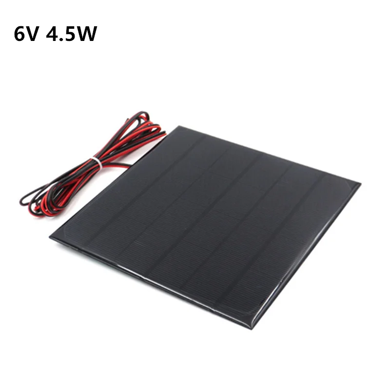 6V 3W 4.5W 6W 9V 4.2W 12V 2W Solar Panel /Solar Min Battery Charger /Battery Display DIY KIT PH 2.0 Cable