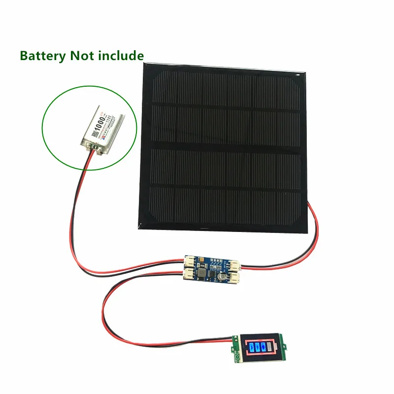 6V 3W 4.5W 6W 9V 4.2W 12V 2W Solar Panel /Solar Min Battery Charger /Battery Display DIY KIT PH 2.0 Cable