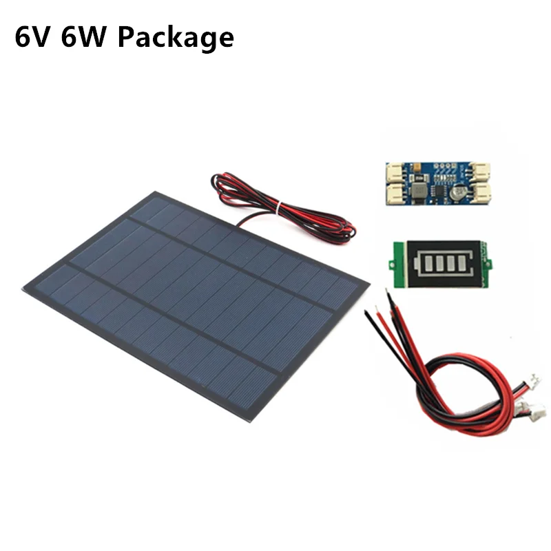6V 3W 4.5W 6W 9V 4.2W 12V 2W Solar Panel /Solar Min Battery Charger /Battery Display DIY KIT PH 2.0 Cable