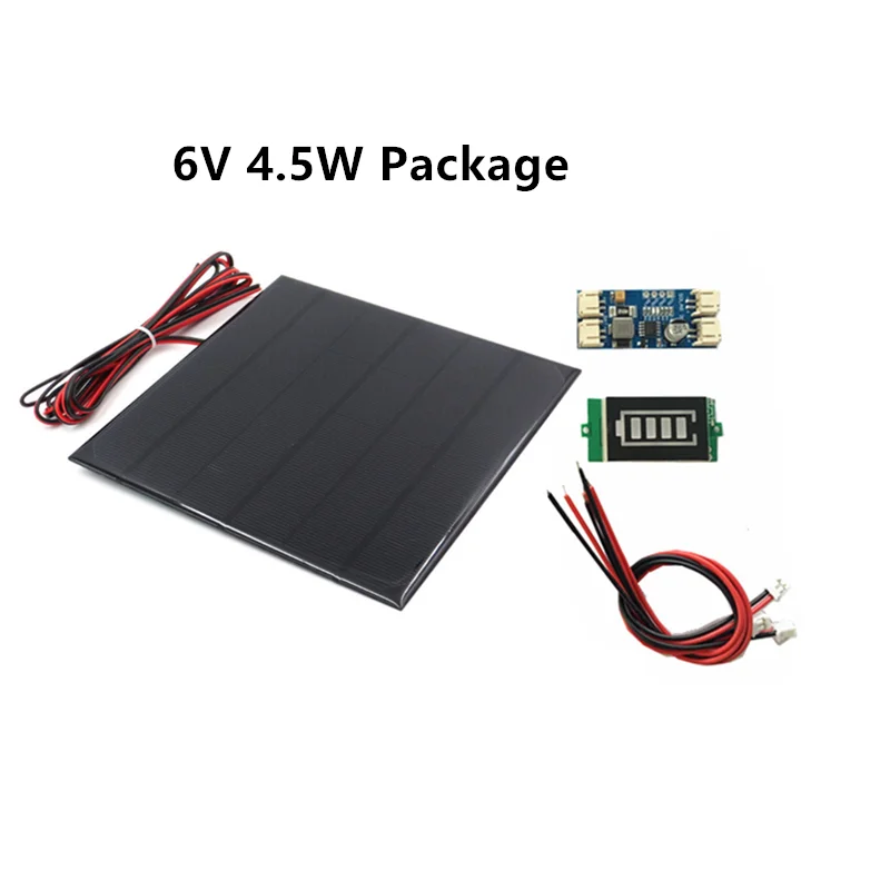 6V 3W 4.5W 6W 9V 4.2W 12V 2W Solar Panel /Solar Min Battery Charger /Battery Display DIY KIT PH 2.0 Cable