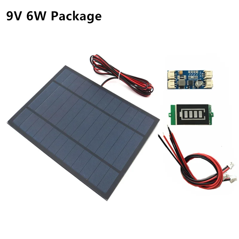 6V 3W 4.5W 6W 9V 4.2W 12V 2W Solar Panel /Solar Min Battery Charger /Battery Display DIY KIT PH 2.0 Cable