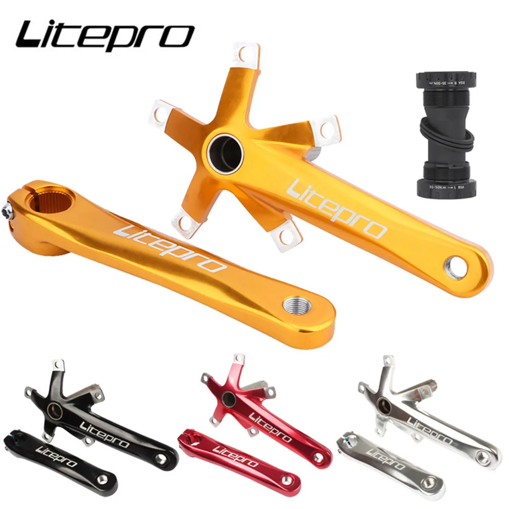 Litepro Folding Bicycle Crank Aluminum Alloy 170mm Hollow Integrally MTB Mountain Bike BCD 130 Crankset Tooth Plate Parts