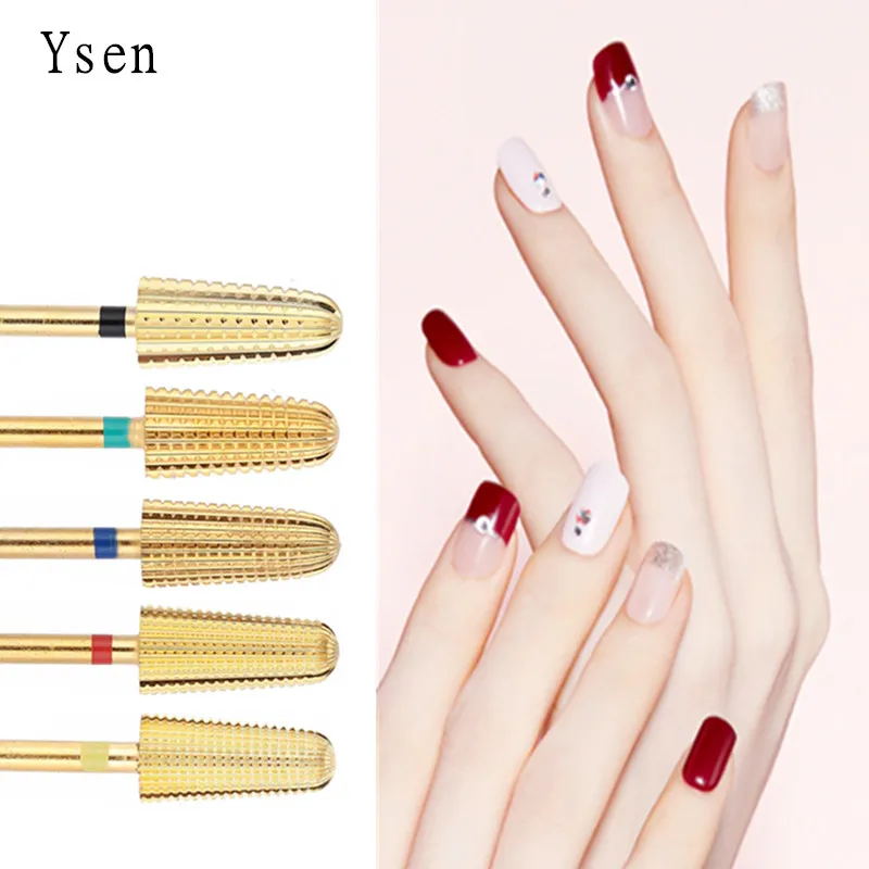 New 5 IN 1 Tapered Carbide Nail Drill Bits Two-Way Carbide Bit Drill Accessories Milling Cutter for Manicure Left and Right Hand