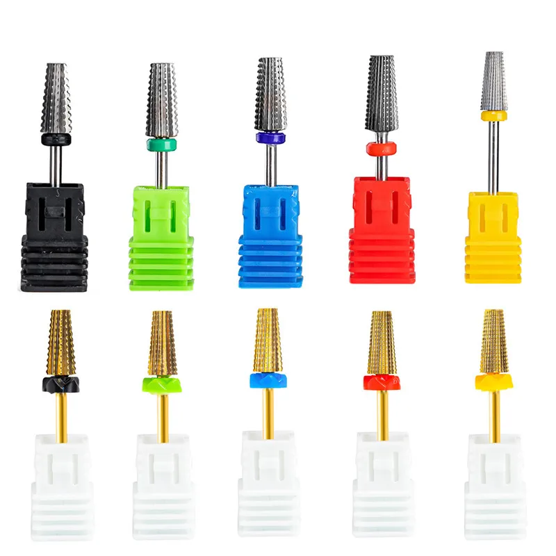 New 5 IN 1 Tapered Carbide Nail Drill Bits Two-Way Carbide Bit Drill Accessories Milling Cutter for Manicure Left and Right Hand