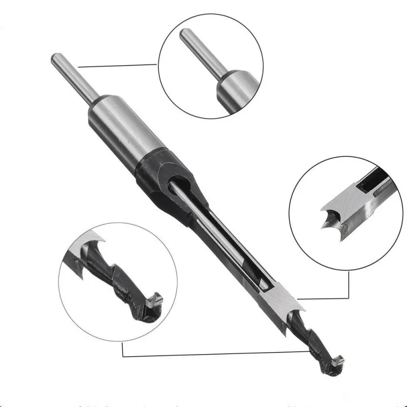 HSS Twist Drill Bits Woodworking Drill Tools Kit Set Square Auger Mortising Chisel Drill Set Square Hole Extended Saw 6.0mm~16mm